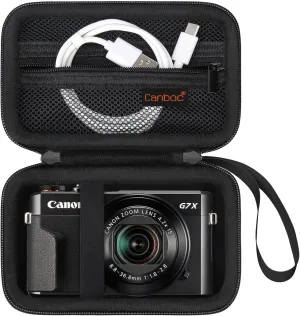 Canboc Camera Case for Canon PowerShot G7 X Mark II/ G7X Mark III Digital 4K Vlogging Camera, Point and Shoot 4K Video Camera Bag, Zipper Mesh Pocket fits USB Cable, Batteries, Black