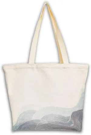 Canvas Tote Bag, Pockets, Zipper, Durable, Lightweight, Cotton Shopping Cloth Bag, Gifts