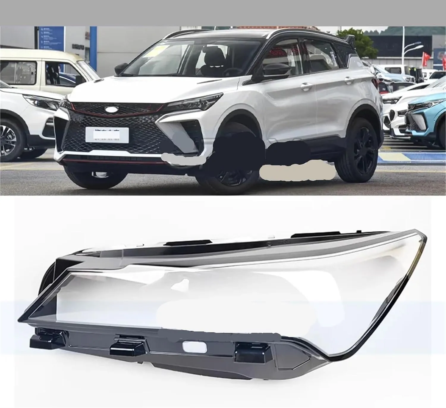 CAPQX Compatible For Geely Coolray Cool 2022-2023 Front Bumper Headlight Cover Shell Shade Head Lamp Glass Head Light Lens Transparent(Right Hand Drive)