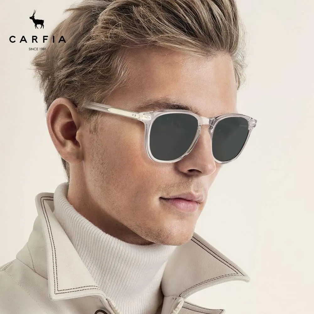 CARFIA Retro Cool Acetate Polarized Sunglasses for Men UV Protection, Outdoor Fashion Driving Eyewears Male Square Sunnies