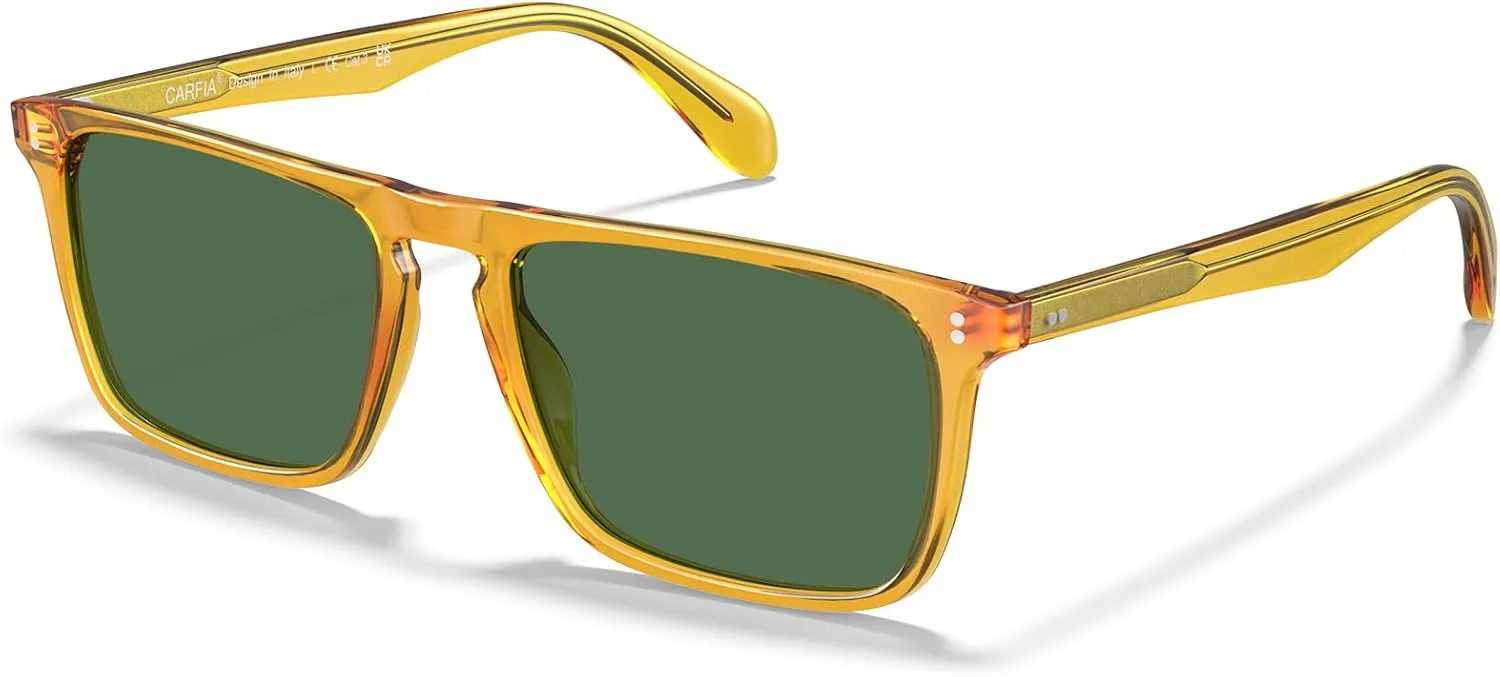 CARFIA Retro Polarized Sunglasses for Men UV Protection Hand-crafted Acetate Frame Fashion Cool Sun Glasses CA53572