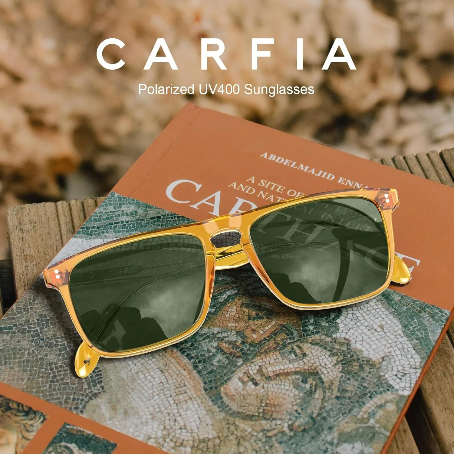 CARFIA Retro Polarized Sunglasses for Men UV Protection Hand-crafted Acetate Frame Fashion Cool Sun Glasses CA53572