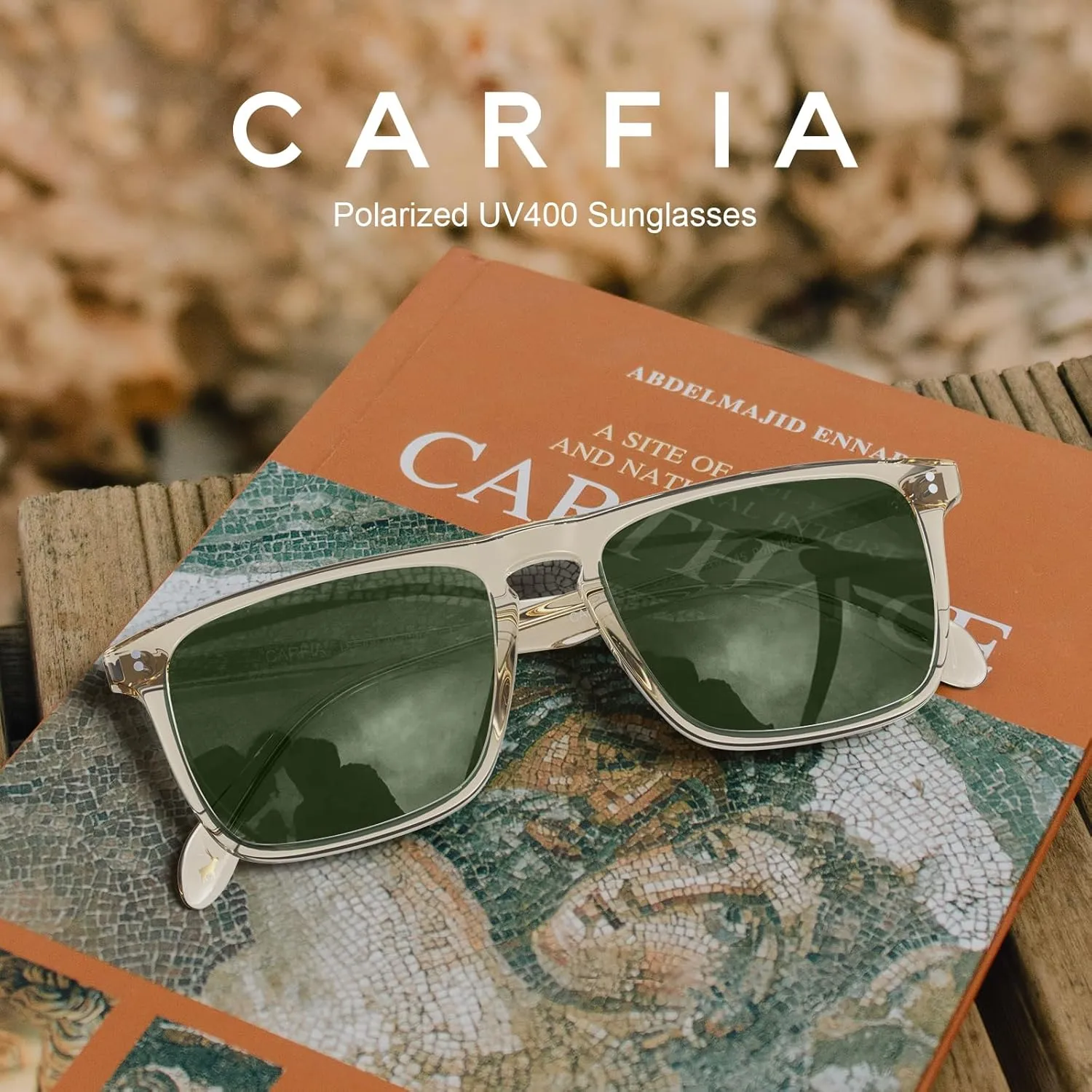 CARFIA Retro Polarized Sunglasses for Men UV Protection Hand-crafted Acetate Frame Fashion Cool Sun Glasses CA53572
