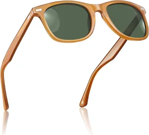 CARFIA Square Polarized Sunglasses for Men UV400 Protection Retro Acetate Italian Hand-crafted Driving Shades