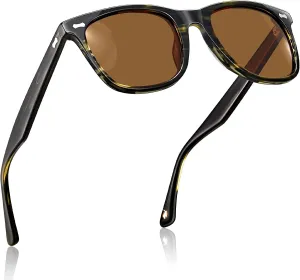 CARFIA Square Polarized Sunglasses for Men UV400 Protection Retro Acetate Italian Hand-crafted Driving Shades