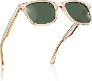 CARFIA Square Polarized Sunglasses for Men UV400 Protection Retro Acetate Italian Hand-crafted Driving Shades