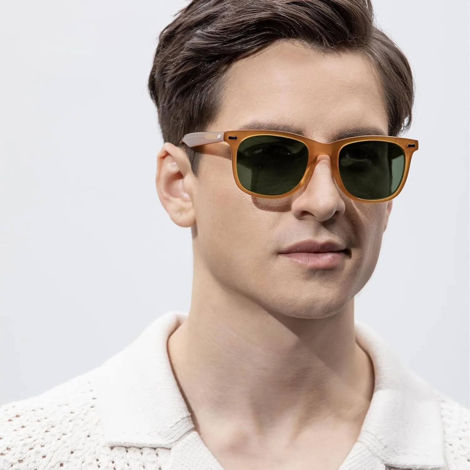 CARFIA Square Polarized Sunglasses for Men UV400 Protection Retro Acetate Italian Hand-crafted Driving Shades
