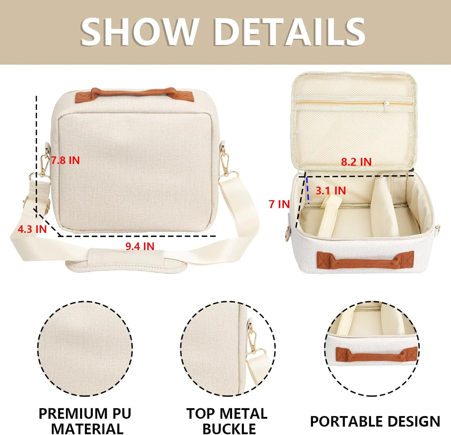 Carrying Protective Bag for Fujifilm Instax Mini 12/11/99/9/EVO/40/90/Link2/Liplay Camera Universal digital camera Case with Shoulder Strap Accessories Bundle(White)