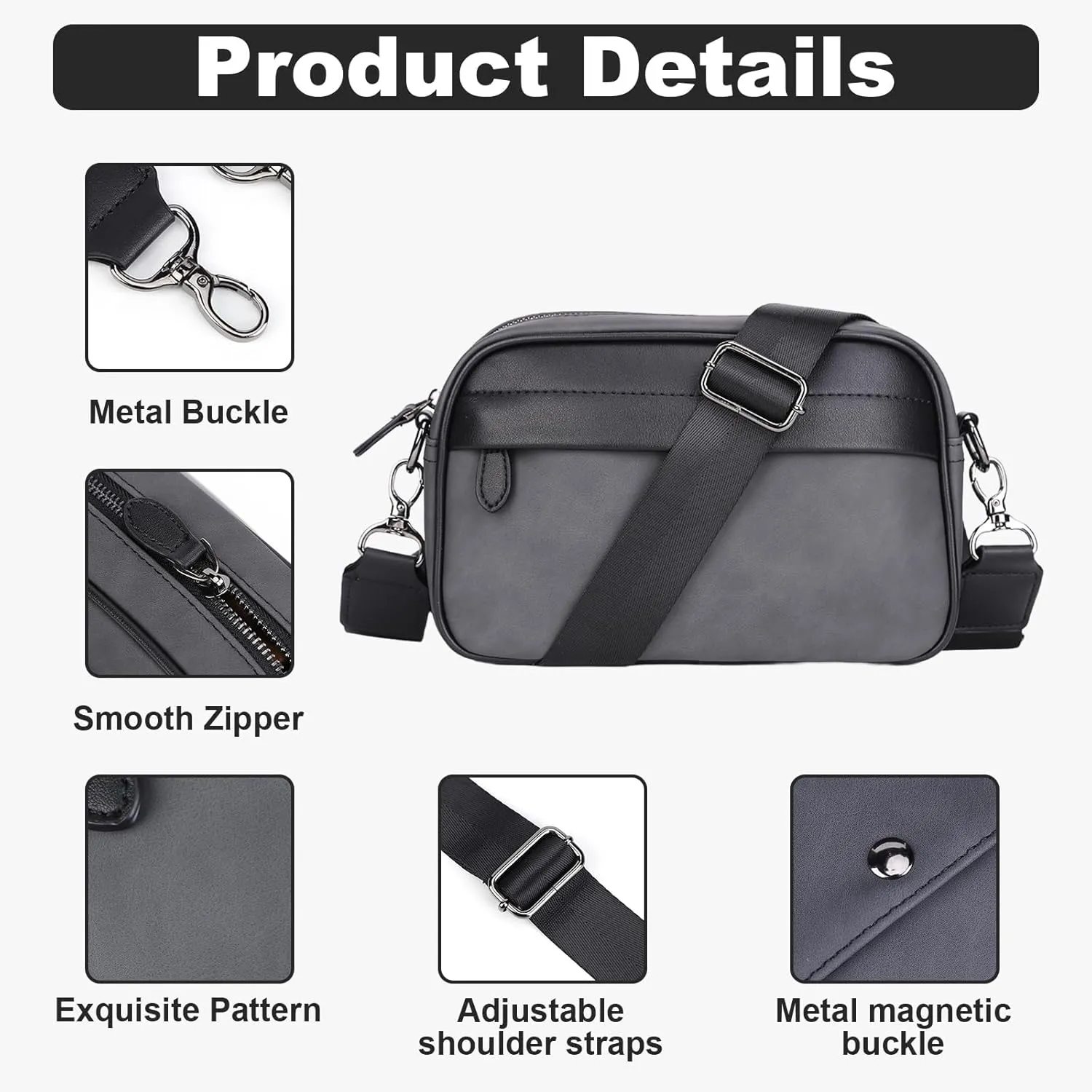Casual Business Men Shoulder Bag Wide Strap Men Shoulder Crossbody Bag Small Square Plaid Designer for Travel Work