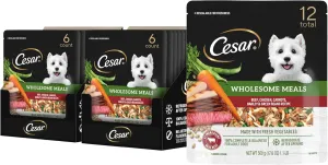 Cesar Wholesome Meals Beef, Chicken, Carrots, Barley & Green Beans Recipe, 17.6 oz. Pouch (6 Count, Pack of 2)