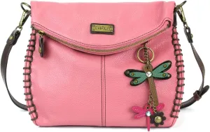 Chala Charming Crossbody Bag Shoulder Handbag With Flap Top and Zipper Black/Dark Brown