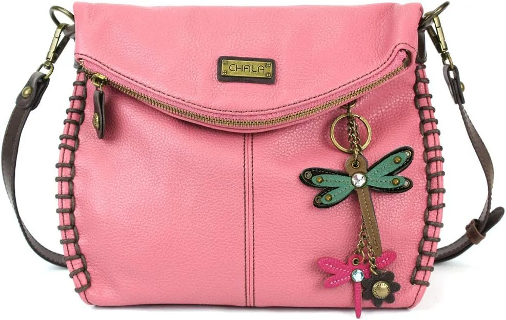 Chala Charming Crossbody Bag Shoulder Handbag With Flap Top and Zipper Black/Dark Brown