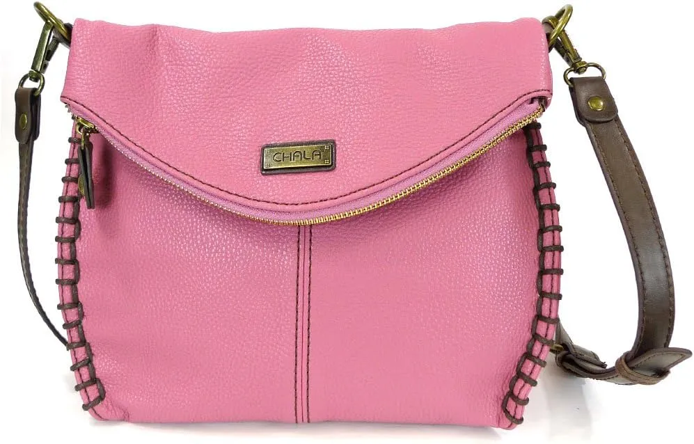 Chala Charming Crossbody Bag Shoulder Handbag With Flap Top and Zipper Black/Dark Brown