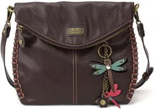 Chala Charming Crossbody Bag Shoulder Handbag With Flap Top and Zipper Black/Dark Brown