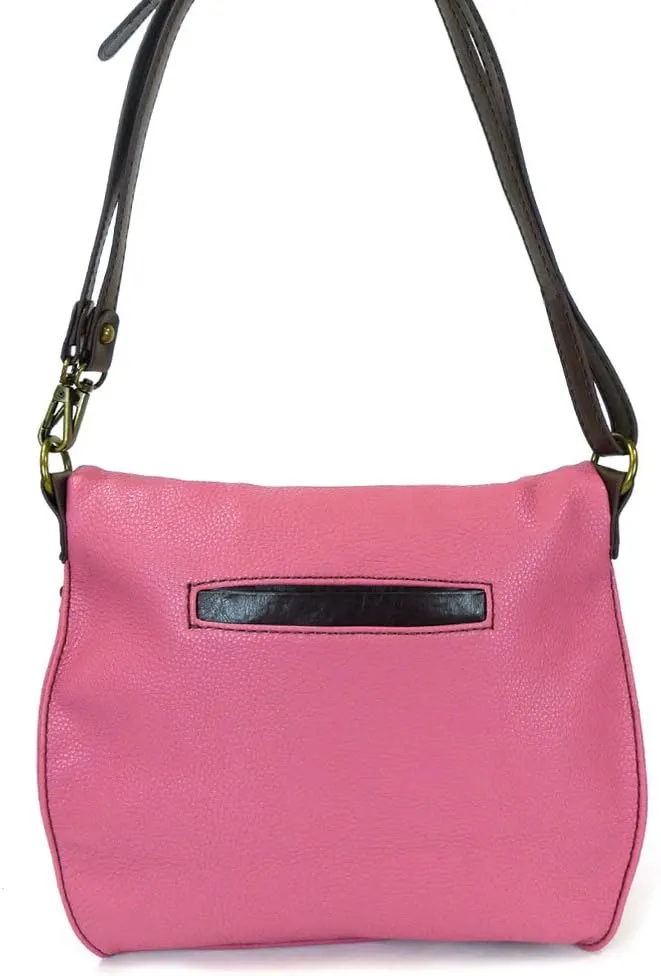 Chala Charming Crossbody Bag Shoulder Handbag With Flap Top and Zipper Black/Dark Brown