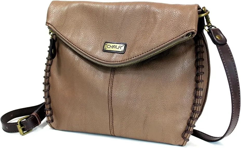 Chala Charming Crossbody Bag Shoulder Handbag With Flap Top and Zipper Brown