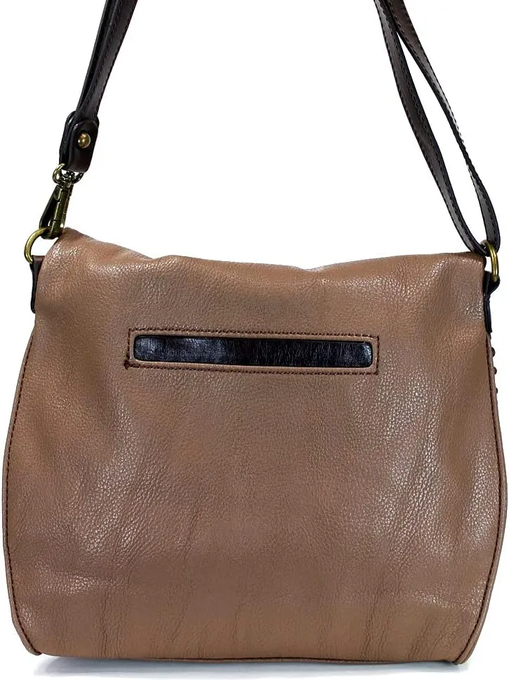 Chala Charming Crossbody Bag Shoulder Handbag With Flap Top and Zipper Brown