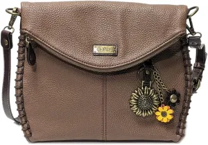 Chala Charming Crossbody Bag Shoulder Handbag With Flap Top and Zipper Brown