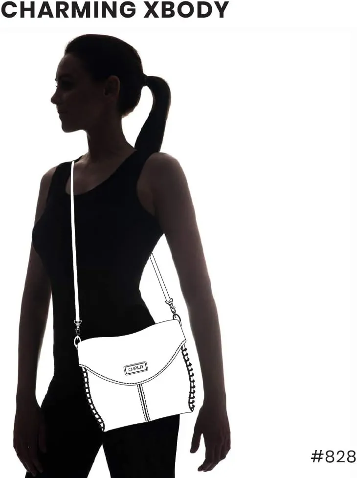 Chala Charming Crossbody Bag Shoulder Handbag With Flap Top and Zipper Brown