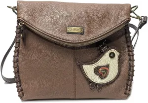 Chala Charming Crossbody Bag Shoulder Handbag With Flap Top and Zipper Brown