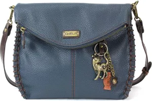 CHALA Charming Crossbody Bag Shoulder Handbag With Flap Top and Zipper Navy/Pewter