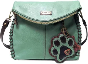 CHALA Charming Flap and Zipper Cross-Body Purse or Shoulder Handbag with Keyfob -Teal