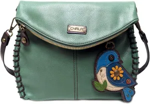 CHALA Charming Flap and Zipper Cross-Body Purse or Shoulder Handbag with Keyfob -Teal