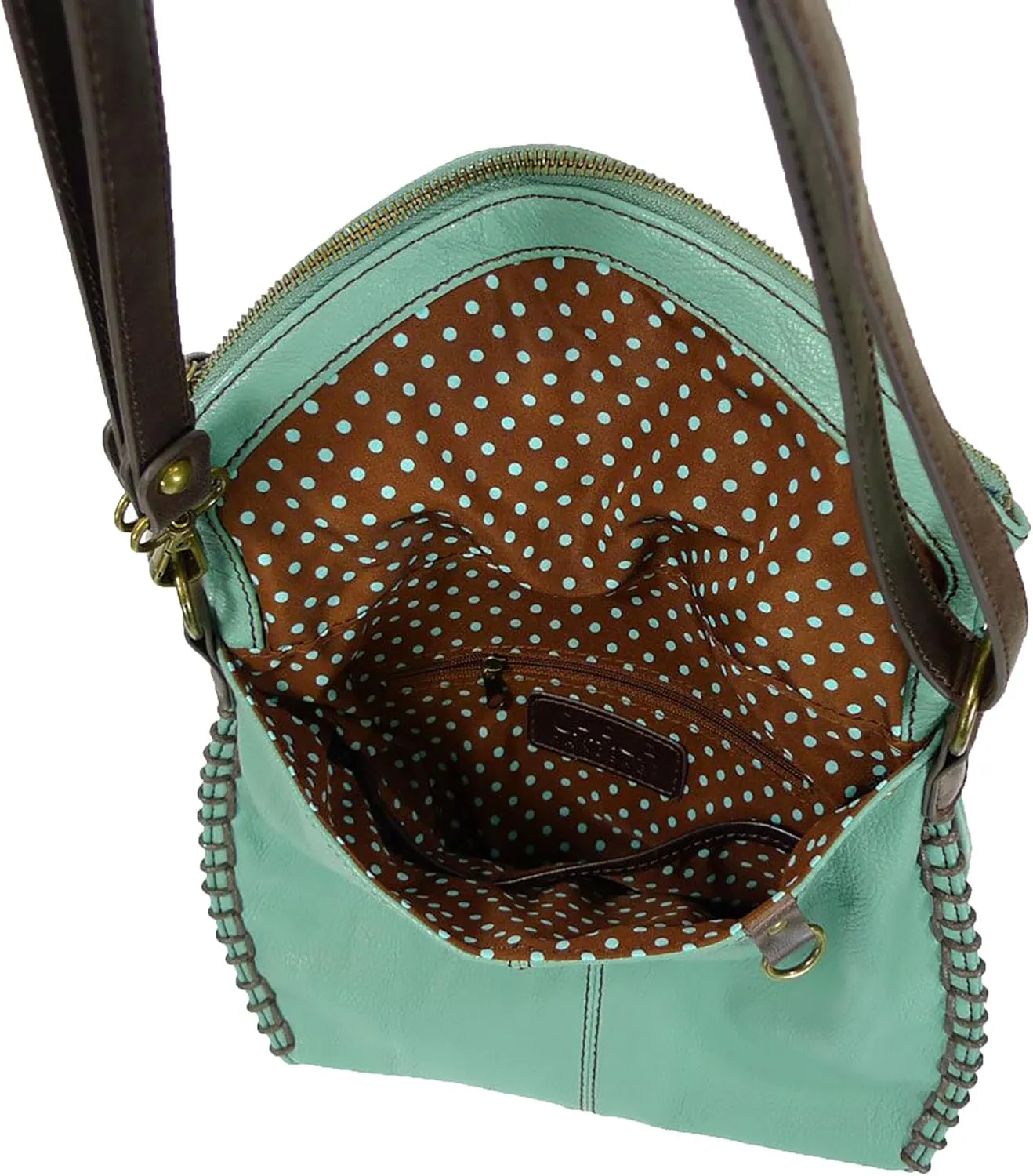 Chala Charming Teal Crossbody Bag With Flap Top and Zipper or Shoulder Handbag
