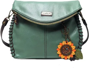 Chala Charming Teal Crossbody Bag With Flap Top and Zipper or Shoulder Handbag
