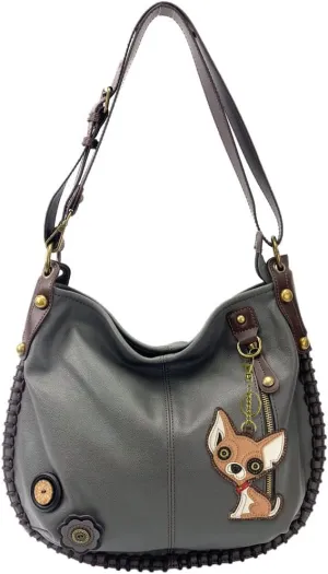 CHALA Handbag Charming Cross-body or Shoulder Convertible Large Hobo Bag - Grey