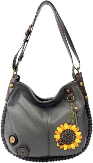 CHALA Handbag Charming Cross-body or Shoulder Convertible Large Hobo Bag - Grey