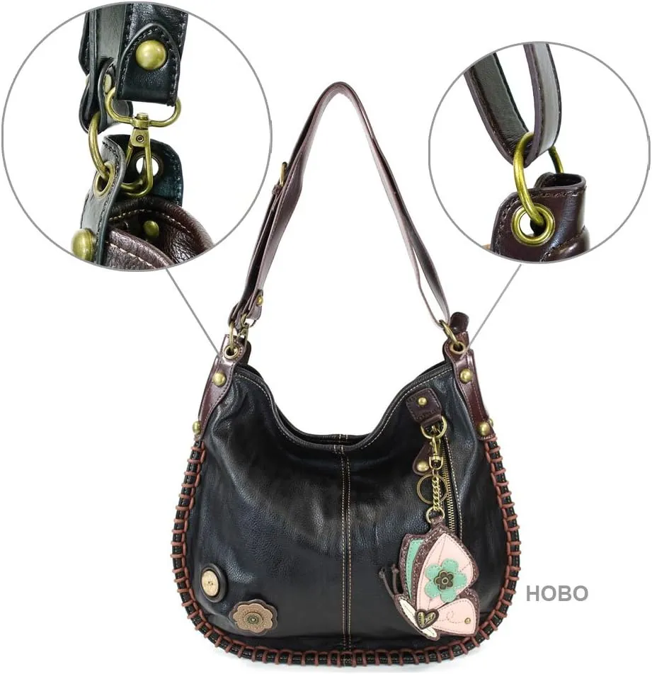 CHALA Handbags Charming Crossbody or Shoulder Convertible Large Chala Purse - BLACK