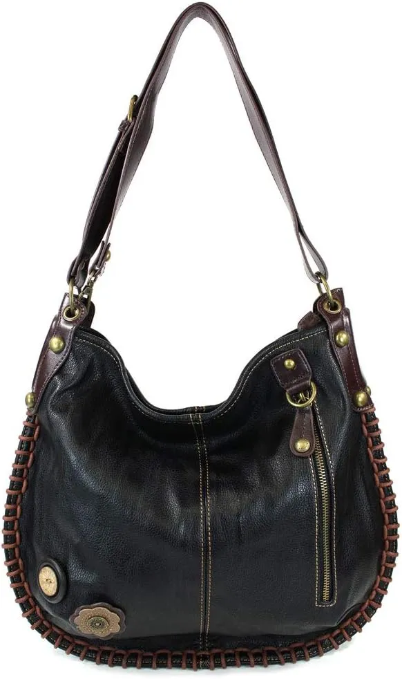 CHALA Handbags Charming Crossbody or Shoulder Convertible Large Chala Purse - BLACK