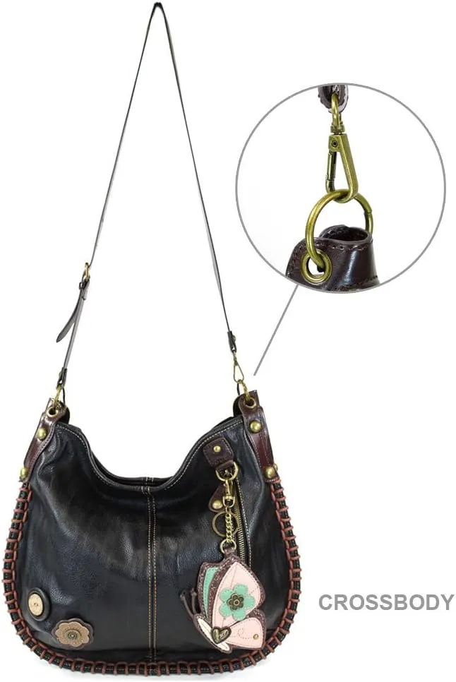 CHALA Handbags Charming Crossbody or Shoulder Convertible Large Chala Purse - BLACK