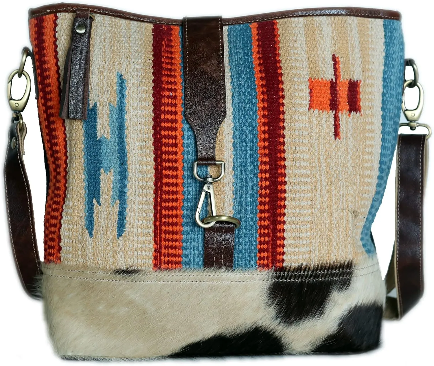 CHALLENGER Women Canvas Handwoven Brown Leather Handbag Tote Purse 17RT2121