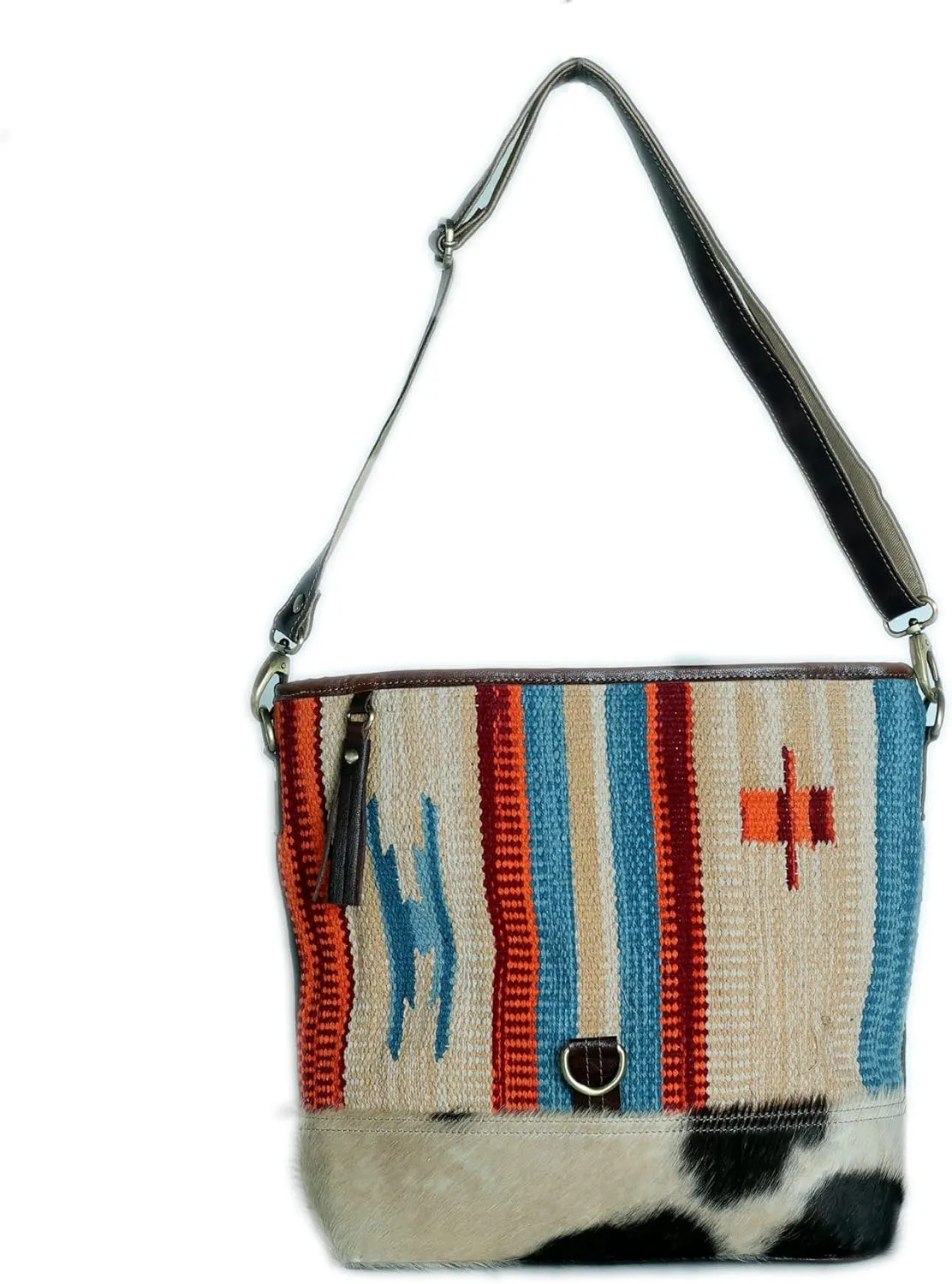 CHALLENGER Women Canvas Handwoven Brown Leather Handbag Tote Purse 17RT2121