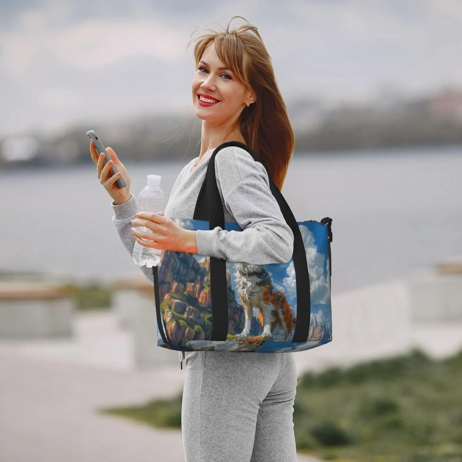 charming Australian Shepherd print Travel Duffel Bag, Sports Tote Gym Bag, Swim Pool Bag Large Shoulder Tote Bag for Beach Weekender, 202-406-121