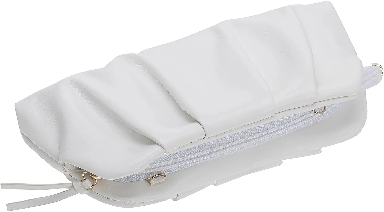 CHARMING TAILOR Chic Soft Vegan Leather Clutch Bag Dressy Pleated PU Evening Purse for Women