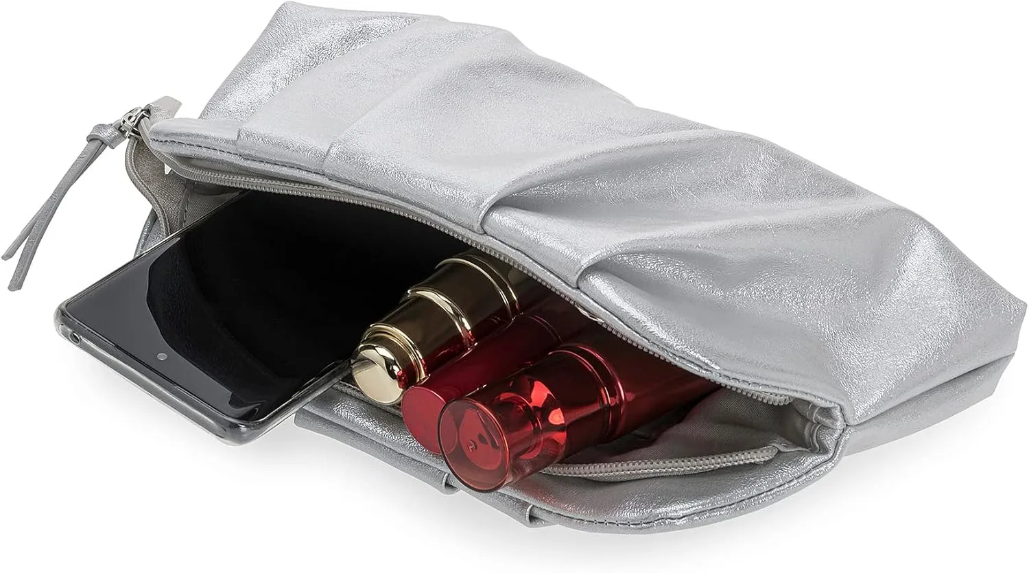 CHARMING TAILOR Chic Soft Vegan Leather Clutch Bag Dressy Pleated PU Evening Purse for Women