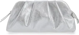 CHARMING TAILOR Chic Soft Vegan Leather Clutch Bag Dressy Pleated PU Evening Purse for Women
