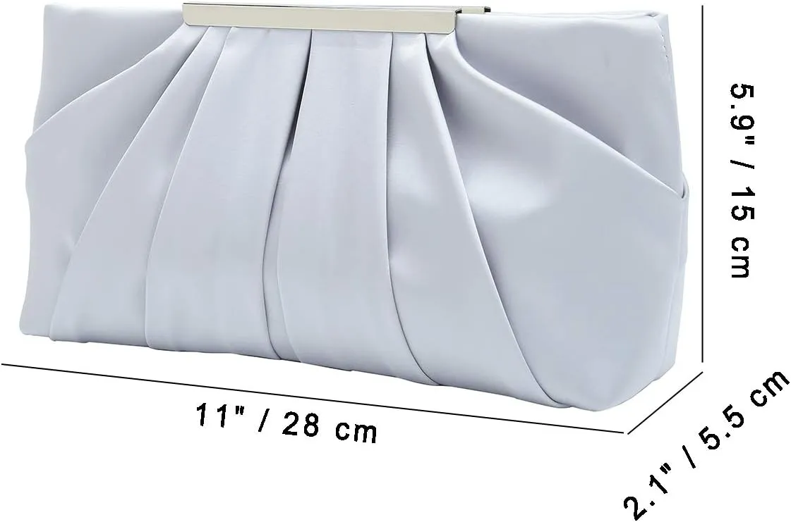 CHARMING TAILOR Clutch Evening Bag Elegant Pleated Satin Formal Handbag Simple Classy Purse for Women