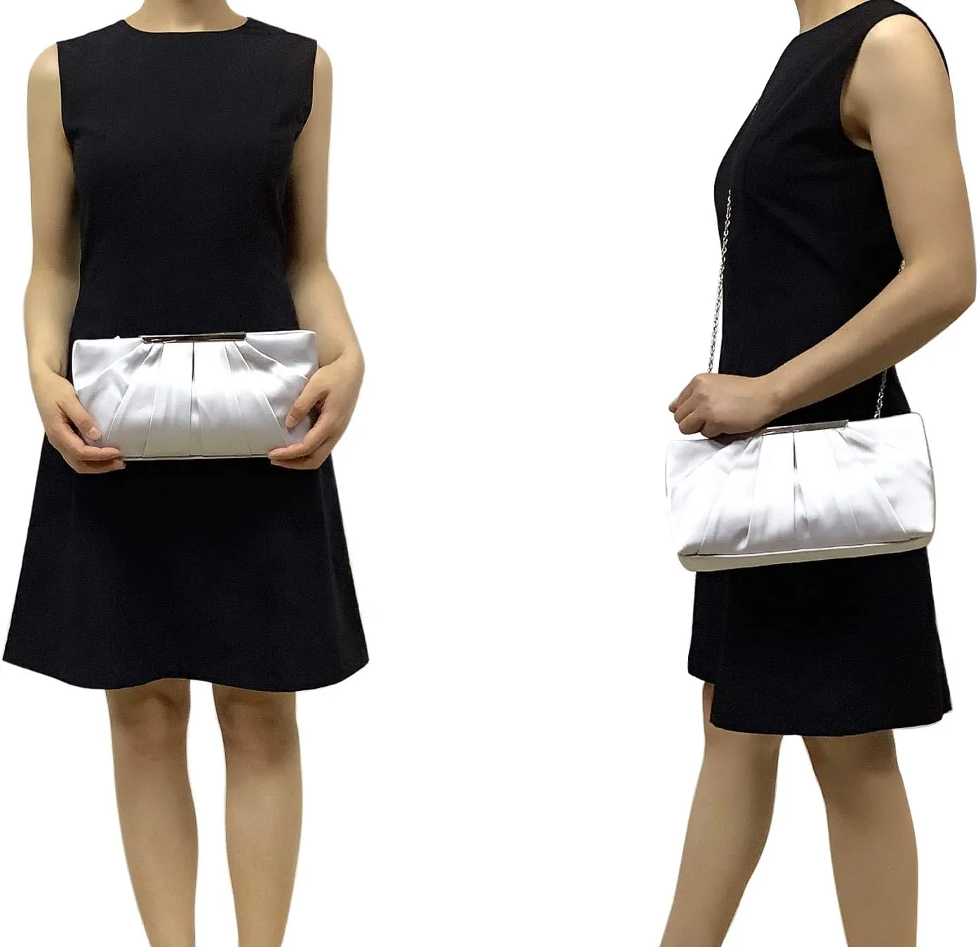 CHARMING TAILOR Clutch Evening Bag Elegant Pleated Satin Formal Handbag Simple Classy Purse for Women