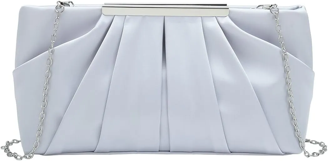 CHARMING TAILOR Clutch Evening Bag Elegant Pleated Satin Formal Handbag Simple Classy Purse for Women