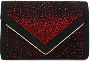 CHARMING TAILOR Envelope Purse Formal Faux Suede Clutch Rhinestone Evening Bag for Women Party Handbag