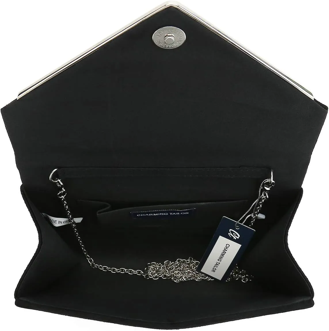 CHARMING TAILOR Envelope Purse Formal Faux Suede Clutch Rhinestone Evening Bag for Women Party Handbag