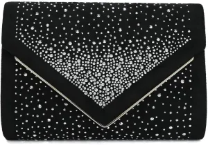CHARMING TAILOR Envelope Purse Formal Faux Suede Clutch Rhinestone Evening Bag for Women Party Handbag