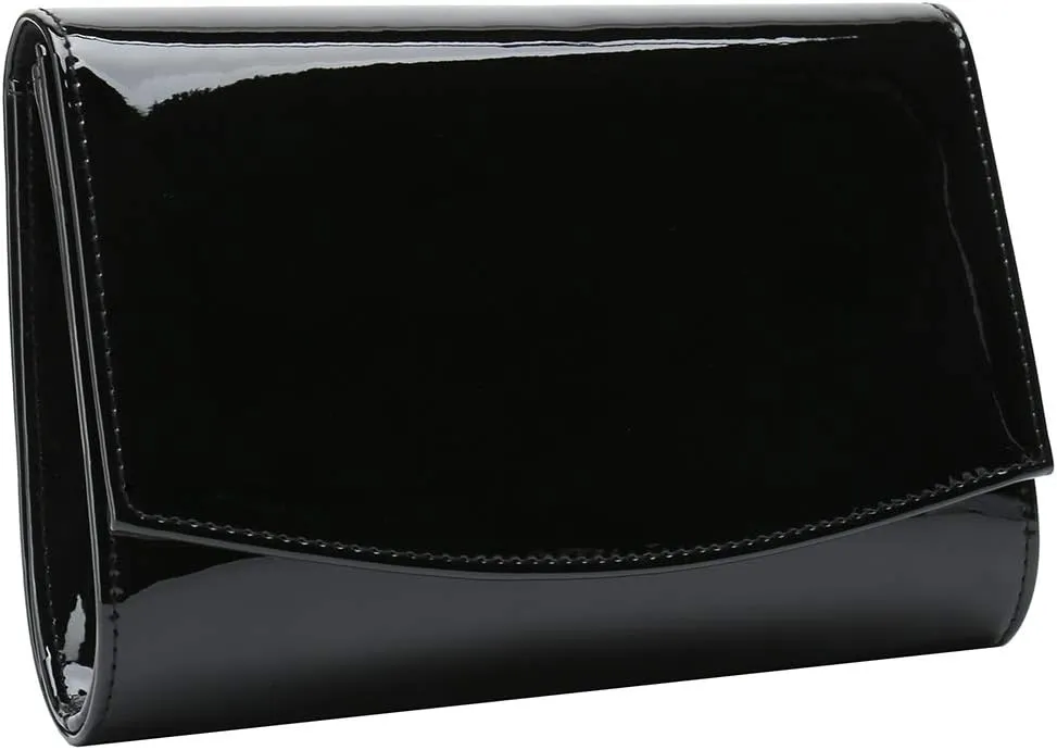 CHARMING TAILOR Patent Leather Flap Clutch Classic Elegant Evening Bag Chic Dress Purse