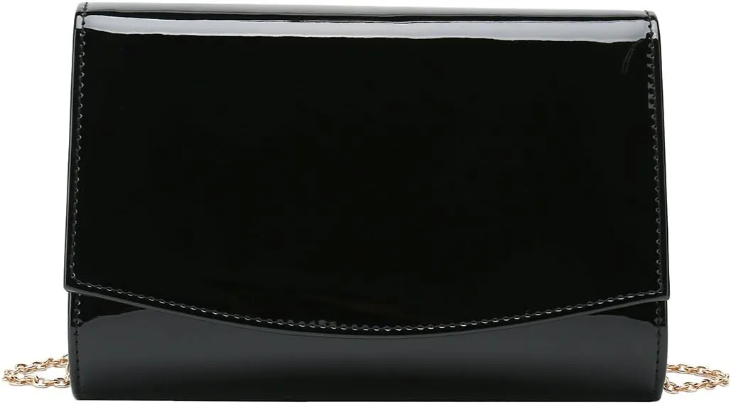 CHARMING TAILOR Patent Leather Flap Clutch Classic Elegant Evening Bag Chic Dress Purse