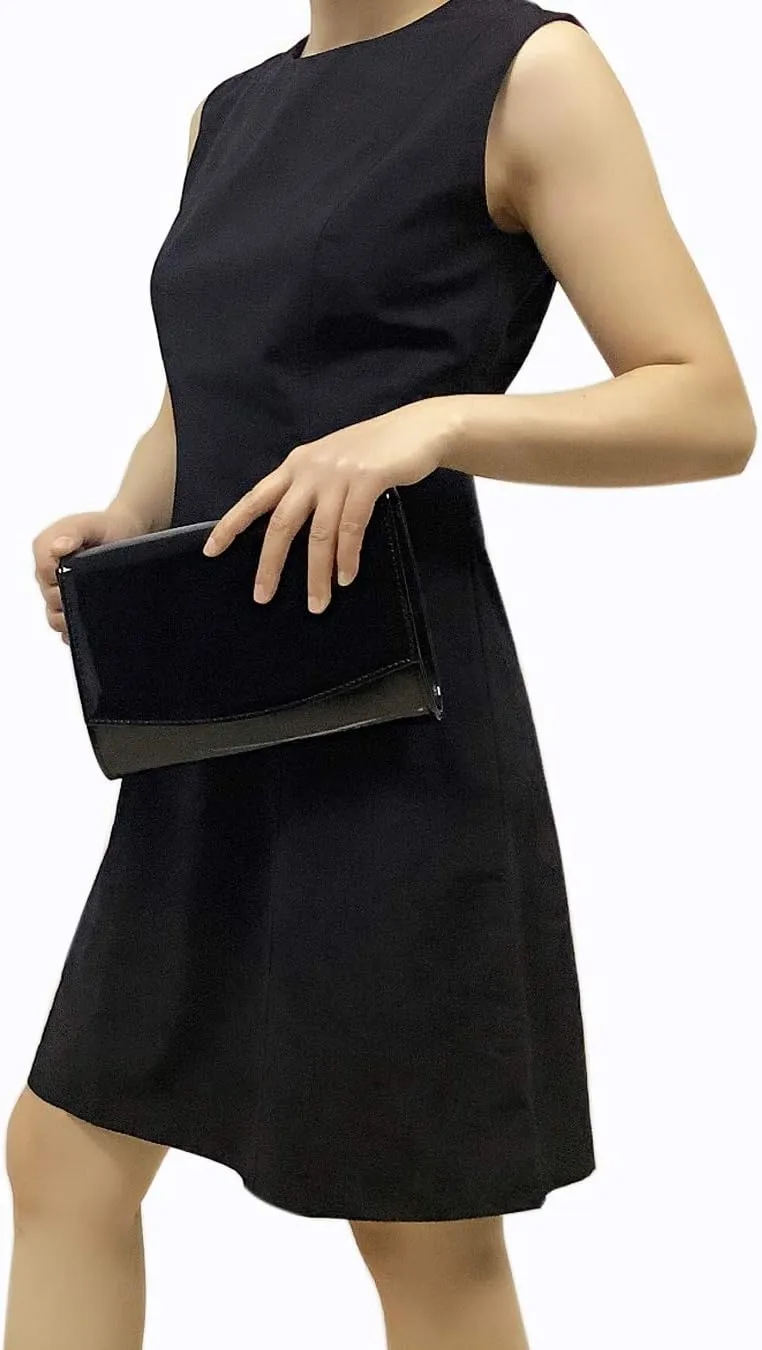 CHARMING TAILOR Patent Leather Flap Clutch Classic Elegant Evening Bag Chic Dress Purse
