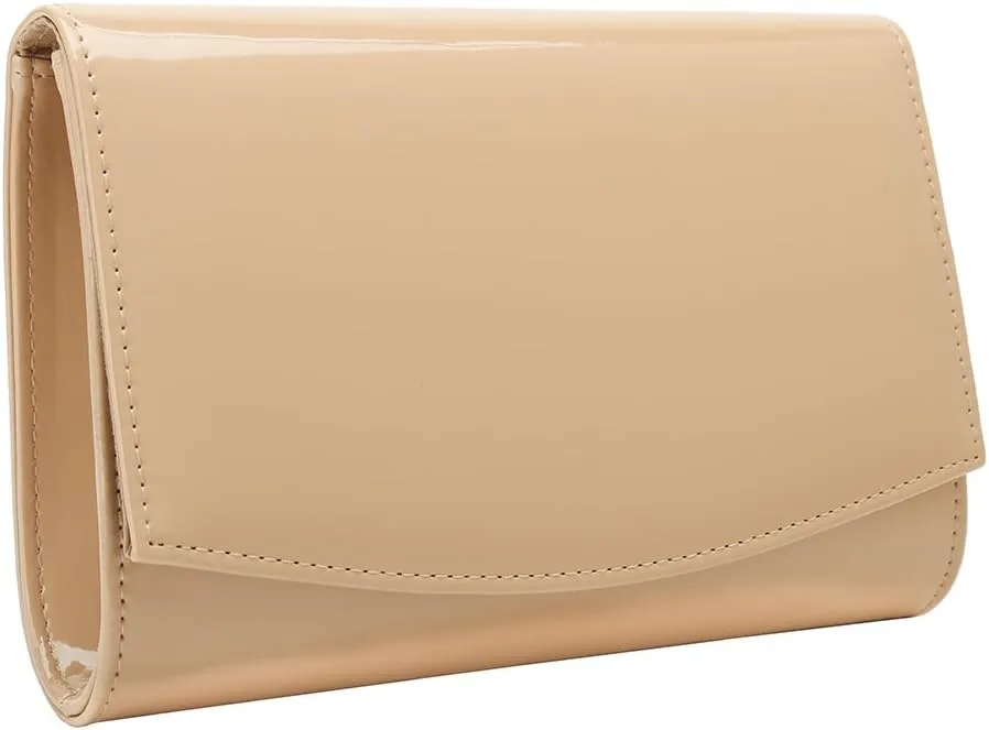 CHARMING TAILOR Patent Leather Flap Clutch Classic Elegant Evening Bag Chic Dress Purse